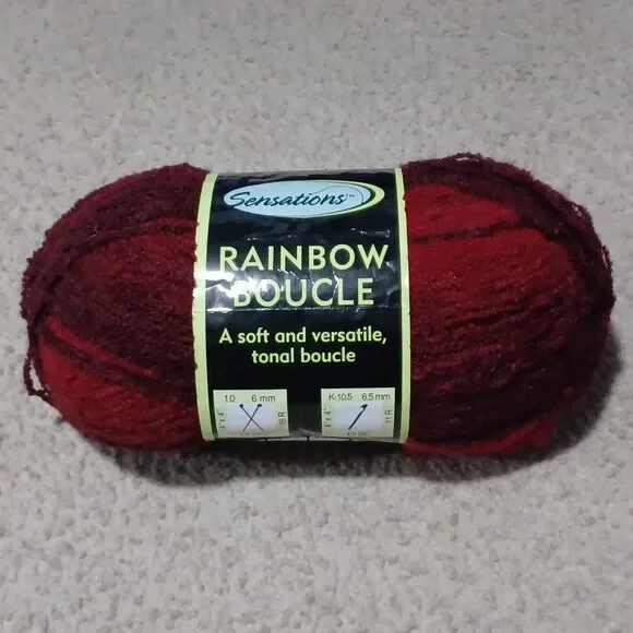 SENSATIONS Rainbow Boucle Yarn, NWT w/ Crochet Hooks - Picture 4 of 6